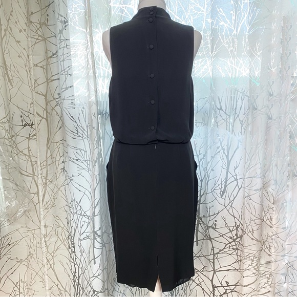 LAFAYETTE 148 NEW YORK black cowl neck sleeveless back button up midi dress - Picture 4 of 11